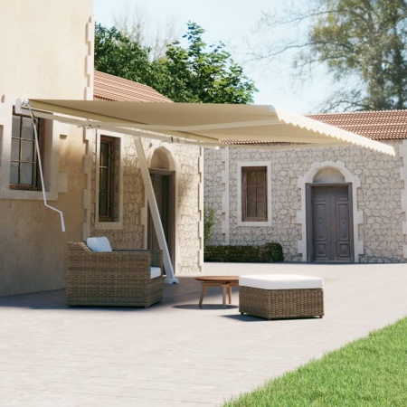 Copertină autonomă retractabilă manual, crem, 500x300 cm