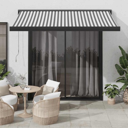 Copertină retractabilă antracit/alb, 3,5x2,5 m, textil/aluminiu