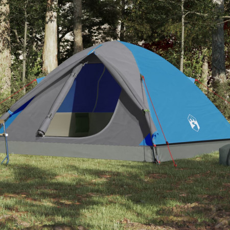 Cort de camping 6 persoane albastru, 348x340x190 cm, tafta 190T