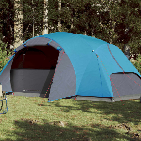 Cort de camping 8 persoane albastru, 360x430x195 cm, tafta 190T - Img 1