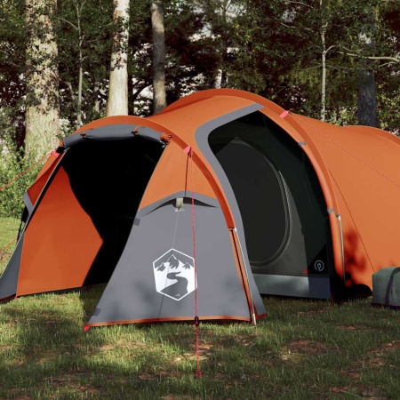 Cort de camping tunel 3 persoane, portocaliu, impermeabil