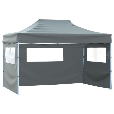 Cort de petrecere pliabil cu 3 pereți, antracit, 3 x 4 m, oțel