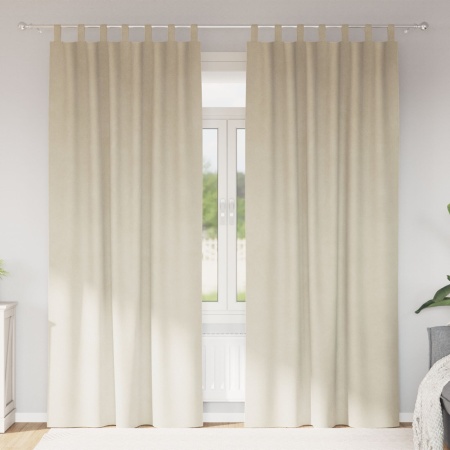 Cortine Blackout cu bucle de suspendare 2 buc Creme Catifea