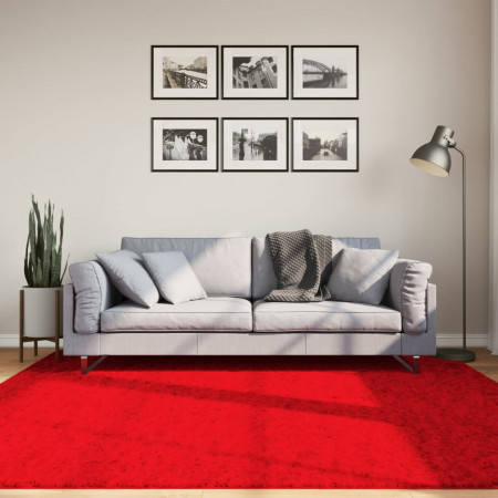 Covor HUARTE, fir scurt, moale și lavabil, roșu, 200x200 cm