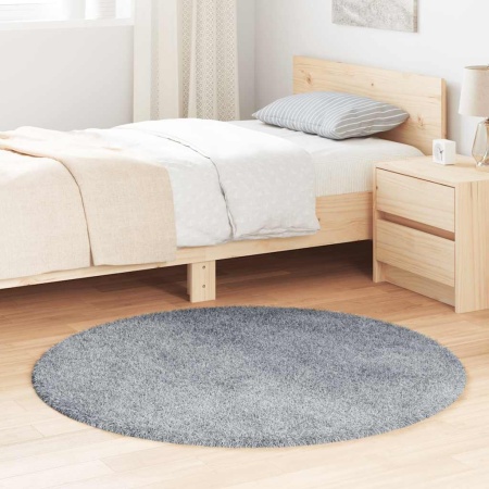 Covor shaggy cu pom înalt, NAVARRA, gri argintiu, 120x120 cm