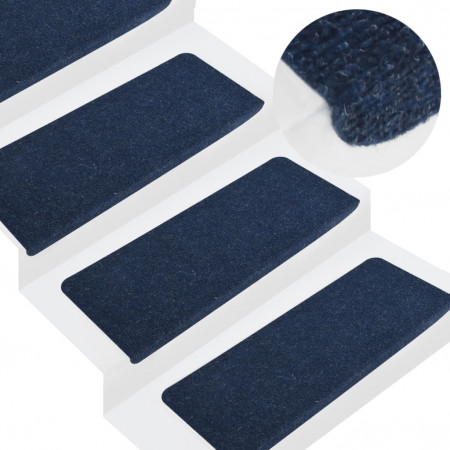 Covorașe scări autoadezive, 15 buc., albastru, 65x24,5x3,5 cm