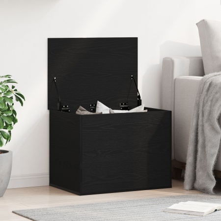 Cutie de depozitare cu capac Negru Stejar 60x42x46 cm Lemn stratificat