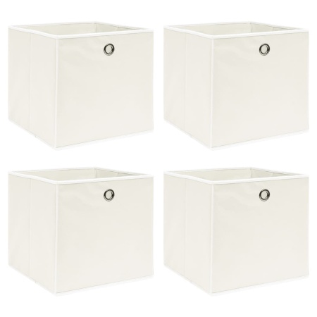 Cutii de depozitare, 4 buc., alb, 32x32x32 cm, textil