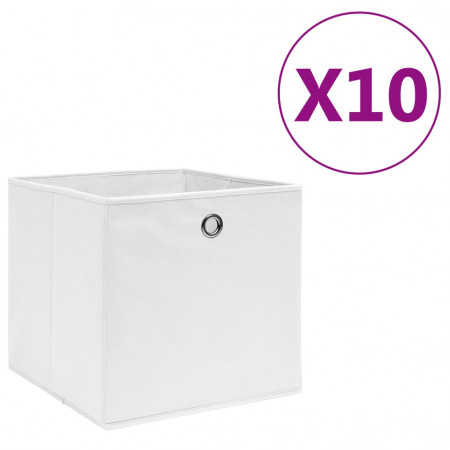 Cutii depozitare, 10 buc., alb, 28x28x28 cm, material nețesut - Img 1
