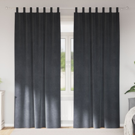 Draperii blackout cu bucle de agățare, 2 buc, catifea gri deschis