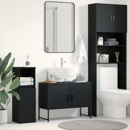 Dulap chiuvetă de baie, stejar negru 80x33x60 cm lemn prelucrat