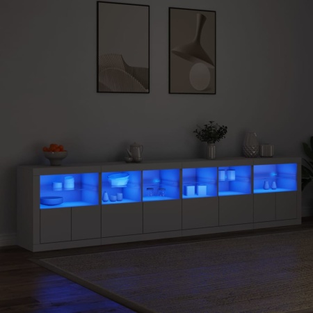 Dulap cu lumini LED, alb, 283x37x67 cm