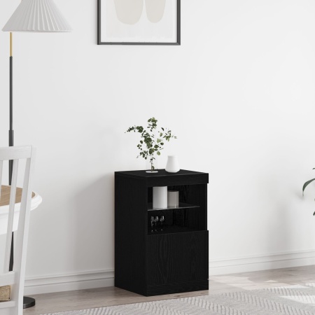 Dulap cu lumini LED Stejar Negru 41x37x67 cm