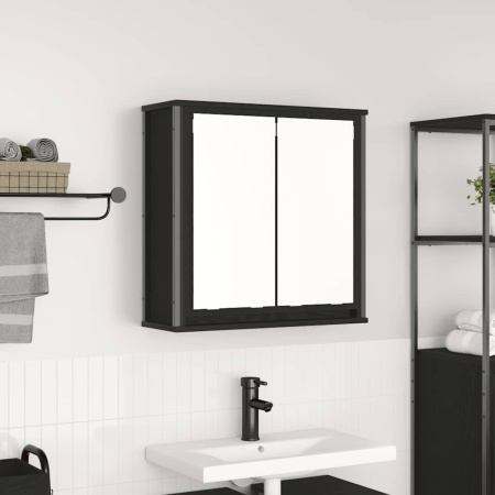 Dulap de baie cu oglindă stejar negru 60x21x60 cm