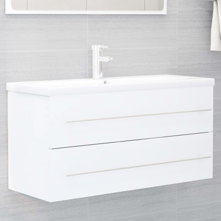 Dulap de chiuvetă, alb, 100x38,5x48 cm, lemn prelucrat