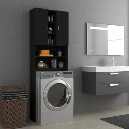 Dulap mașina de spălat, negru, 64x25,5x190 cm