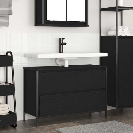 Dulap pentru baie cu sertare Stejar negru 90x34,5x60 cm