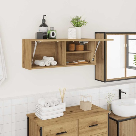 Dulap perete baie stejar artizanal, 80x25x30 cm, lemn prelucrat