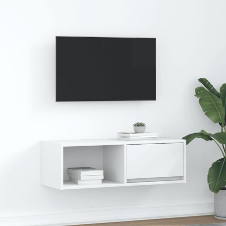 Dulap TV alb 80x31x25,5 cm lemn prelucrat
