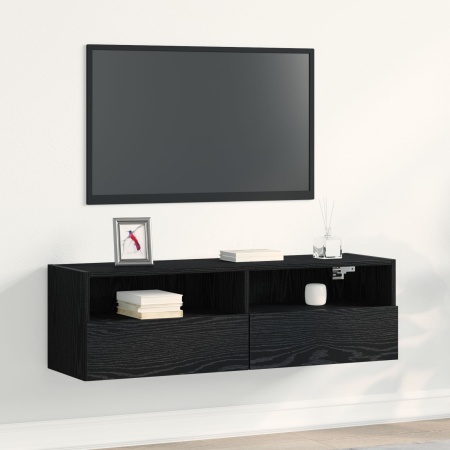 Dulap TV de perete, stejar negru, 100x30x30 cm, lemn prelucrat