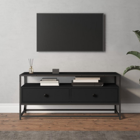 Dulap TV, negru, 100x35x45 cm, lemn prelucrat