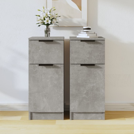 Dulapuri, 2 buc., gri beton, 30x30x70 cm, lemn compozit