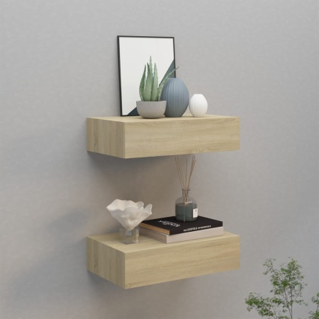 Dulapuri de perete cu sertar, 2 buc., stejar, 40x23,5x10 cm MDF