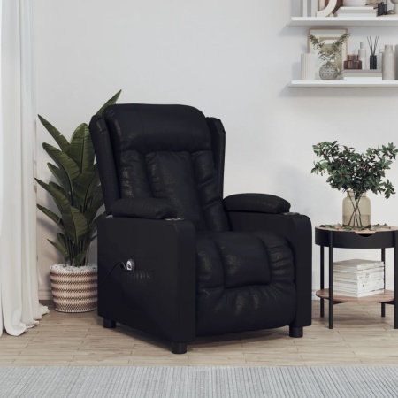 Fotoliu rabatabil electric, negru, piele ecologică