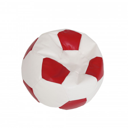 Fotoliu tip minge extra ball (xl), bean bag, alb-rosu, imitatie piele, 87 cm