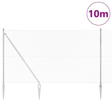 Gard cu plasă cu 7 piloni cu vârfuri 1.6x10 m Oțel galvanizat