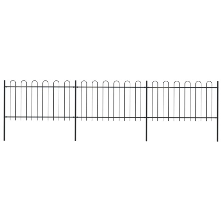 Gard de grădină cu vârf curbat, negru, 5,1 m, oțel
