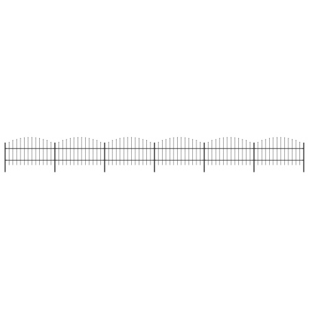 Gard de grădină cu vârf suliță, negru, 10,2 m, oțel