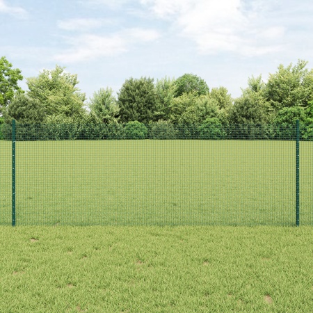 Gard din fibră sudată cu 11 stâlpi U Verde 0.8x25 m Oțel