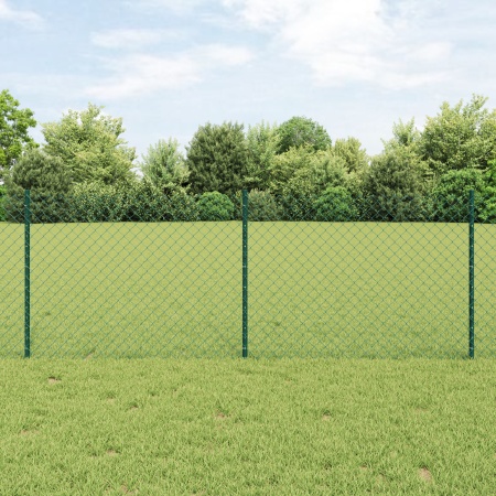 Gard din Linii de Lanț cu 22 Stâlpi U Verde 0.8x25 m Oțel