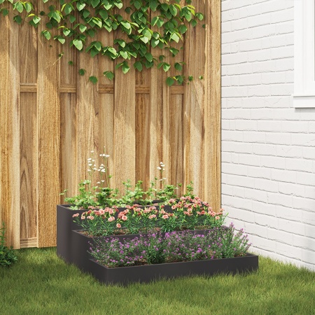 Ghivece pentru grădină 3-nivele 90x90x35 cm Oțel Negru
