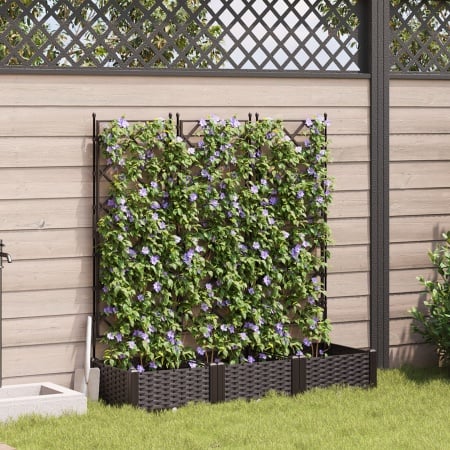 Ghiveci de Grădină cu Grătar 3 piese Maro 120x40x125.5 cm