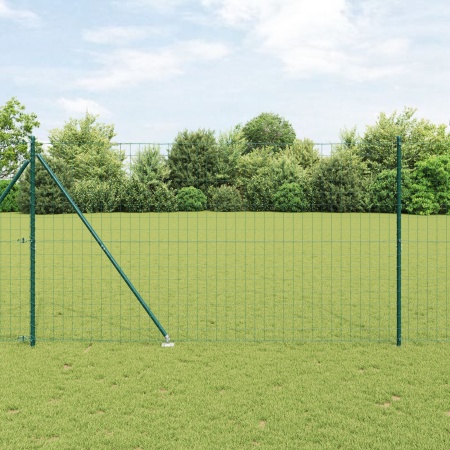 Îngrădire Euro cu 7 Stâlpi cu Vârf 1.5x10 m Oțel Galvanizat Verde