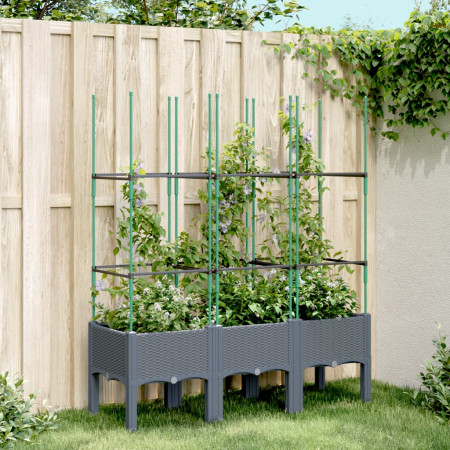 Jardinieră de grădină cu spalier, gri, 120x40x142,5 cm, PP