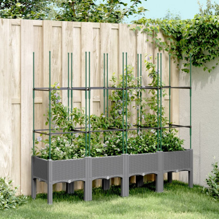 Jardinieră de grădină cu spalier gri deschis 160x40x142,5 cm PP - Img 1