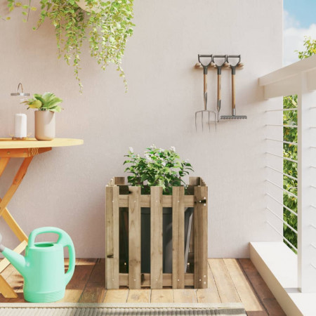 Jardinieră grădină design gard 50x50x50cm lemn de pin impregnat