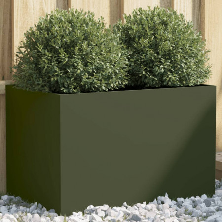 Jardinieră, verde măsliniu, 62x40x39 cm, oțel laminat la rece