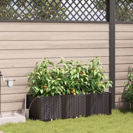 Jardiniere cu Sistem de Irigare pentru Apă 3 buc Brown
