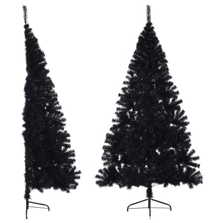 Jumătate brad de Crăciun artificial cu suport, negru 240 cm PVC