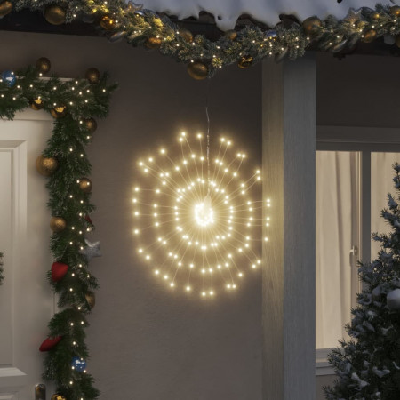 Lumini stelare de Crăciun 140 LED-uri, 2 buc., alb cald, 17 cm