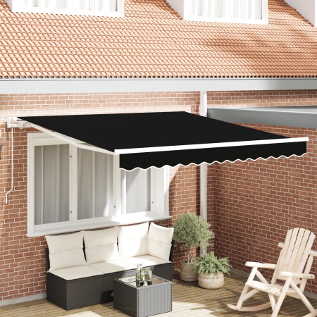 Marchiză retractabilă automată neagră 350x250 cm, Material de înlocuire pentru marchiză de 3,5x2,5 m Cadru negru