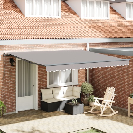 Marchiză retractabilă manuală Gri deschis 400x350 cm, Material de înlocuire pentru marchiză pentru cadru de 4x3,5 m Gri deschis