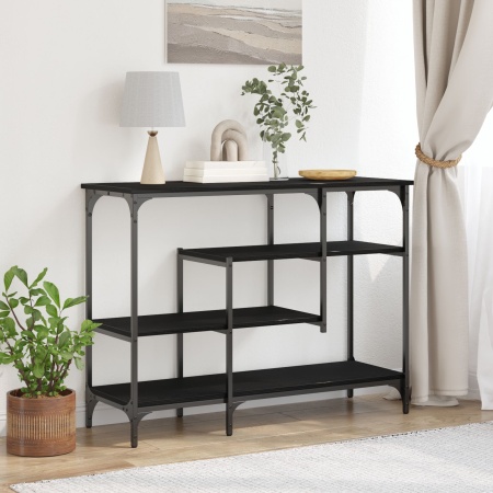 Masă Consolă Negru Stejar 100x35x75 cm Lemn prelucrat și Oțel