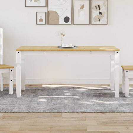 Masă de sufragerie "Corona", alb 160x80x75 cm lemn masiv de pin