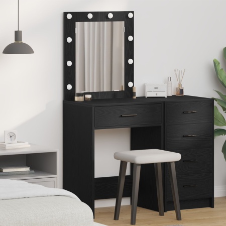 Masa de toaletă cu lumini LED, stejar negru, 50x41x135 cm
