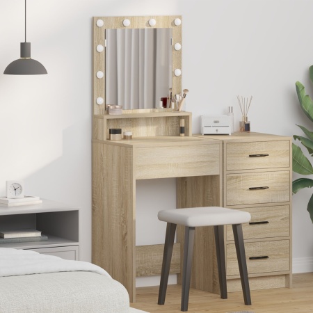 Masă de toaletă cu lumini LED, stejar sonoma, 50x41x135 cm